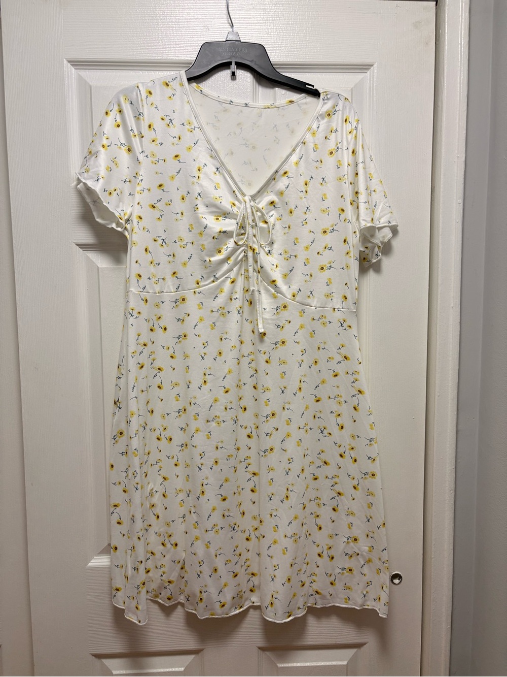 White Floral Tie-Front Summer Dress